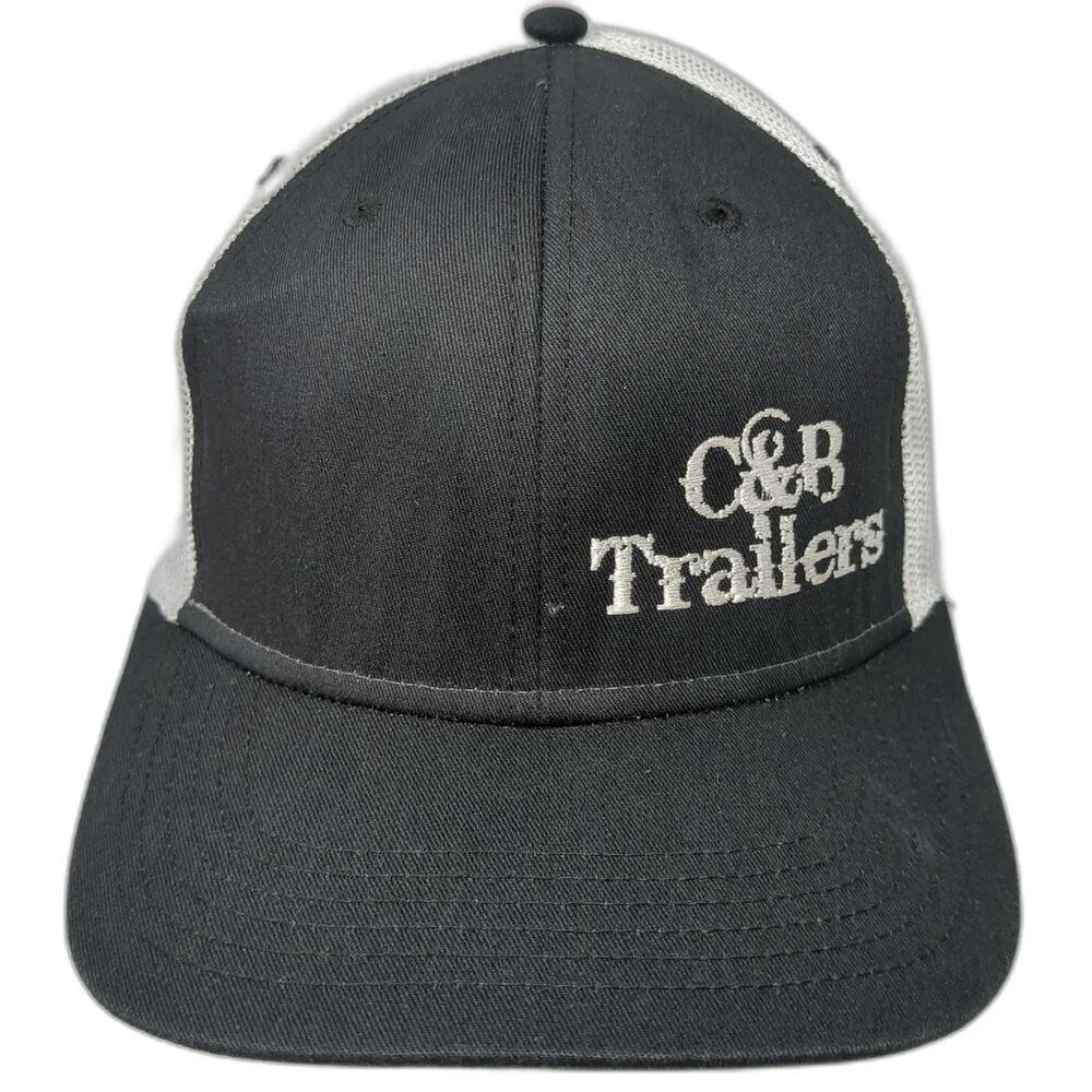 OTTO Trucker Hat Black White One Size C&B Trailers Logo Mesh Snapback 2-Tone
